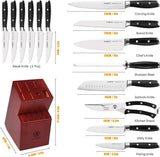 Letton Knife Set, 15-Piece German Steel Professional Kitchen Knife Set with Block - with Kitchen Scissors and Sharpener