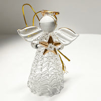 Spun Glass Angel Christmas Holiday Ornaments 2.5” Set Of 3