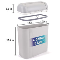 Automatic Motion Sensor Bathroom Trash Can with Lid, 4 Gallon Smart Garbage Can, Narrow Trash Bin with Touchless Lid