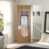 Adjustable Over The Door Triple Towel Rack with Hooks, White