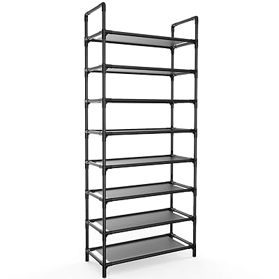 JOMARTO 8 Tiers Shoe Rack Organizer 24 Pairs  Tower Organizer Cabinet - Black
