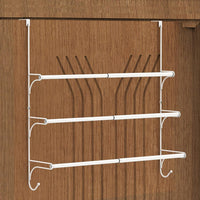 Adjustable Over The Door Triple Towel Rack with Hooks, White