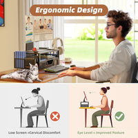 Simple Trending 2 Tier Metal Monitor Stand Monitor riser and Computer Desk Organizer with Drawer and Pen Holder for Laptop, Computer, Black