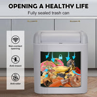 Automatic Motion Sensor Bathroom Trash Can with Lid, 4 Gallon Smart Garbage Can, Narrow Trash Bin with Touchless Lid