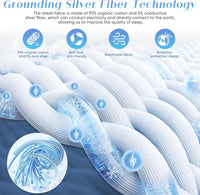Grounding Sheets Various Sizes, 95% Organic Cotton + 5% Pure Silver Fiber, Grounding Sheet Earth Connected Bedding with Grounding Cord