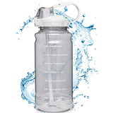 Motivational Half Gallon Water Bottle with Straw & Time Marker - Leakproof Flip Top 64 OZ Water Bottle - Reusable BPA Free Tritan Large 2 Liter Water Jug