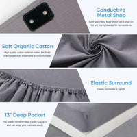Grounding Sheets Various Sizes, 95% Organic Cotton + 5% Pure Silver Fiber, Grounding Sheet Earth Connected Bedding with Grounding Cord