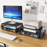 Simple Trending 2 Tier Metal Monitor Stand Monitor riser and Computer Desk Organizer with Drawer and Pen Holder for Laptop, Computer, Black