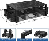 Simple Trending 2 Tier Metal Monitor Stand Monitor riser and Computer Desk Organizer with Drawer and Pen Holder for Laptop, Computer, Black