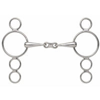 Horse 3 Ring Dutch Gag With French Link  Stainless Steel