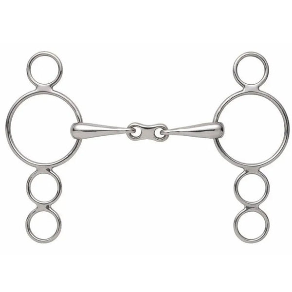 Horse 3 Ring Dutch Gag With French Link  Stainless Steel