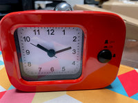 Vintage Red Metal Alarm Clock Retro Style, Analog