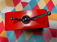 Vintage Red Metal Alarm Clock Retro Style, Analog