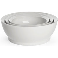 Set of 3 Calibowl Non-Spill, Smart Lip Kitchen Bowl Set , Sizes 40oz, 95oz, 195oz White Nested Bowls
