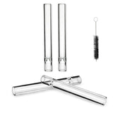 One Hitter Clear Borosilicate Glass Pipes 4in Smoking Glass,  4-Pack with Aluminum Tin and Wire Cleaner