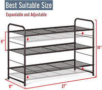 3-Tier Shoe Organizer Rack, Stackable and Adjustable Shoe Storage, Extra Large Capacity (Bronze)