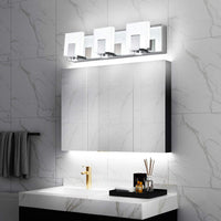 SolfArt Bathroom Vanity Light Fixture Dimmable LED 3 Lights Modern Polished Chrome