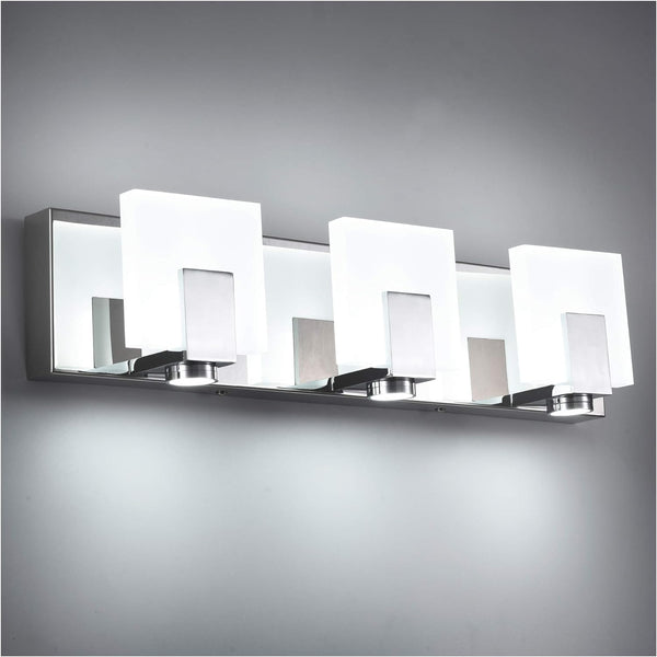 SolfArt Bathroom Vanity Light Fixture Dimmable LED 3 Lights Modern Polished Chrome