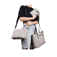 Vaccato Synthetic Leather Shoulder Bag Purse, Cosmetic Crossbody Bag, Coin Purse, Beige / Brown