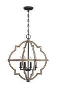 Mega lighting 4 Light Foyer Wood with Stardust Accents