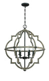 Mega Lighting 6 Light Foyer Wood with Stardust Accents