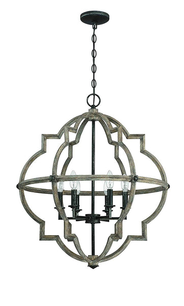 Mega Lighting 6 Light Foyer Wood with Stardust Accents