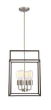 Mega Lighting 4 Light Square Pendant, Aged Bronze with Brushed Nickel Accents