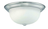 Mega Lighting Flush Dome Brushed Nickel/Etched Glass