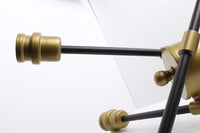 Mega Lighting 6 Light Semi-Flush Matte Black with Antique Brass Accents