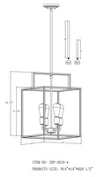 Mega Lighting 4 Light Square Pendant, Aged Bronze with Brushed Nickel Accents