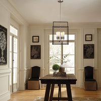 Mega Lighting 4 Light Square Pendant, Aged Bronze with Brushed Nickel Accents