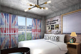 Mega Lighting 6 Light Semi-Flush Matte Black with Antique Brass Accents