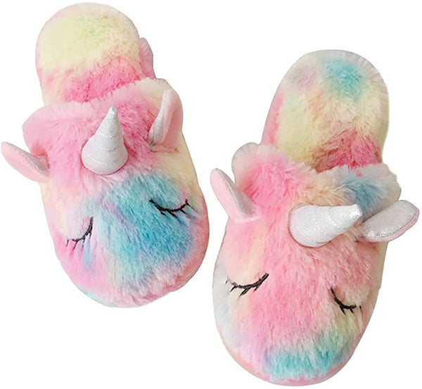 Rainbow Unicorn Kids Slippers Size 1.5-3