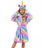 Soft Hooded Unicorn Bathrobe Rainbow Star Galaxy Girls 6-7