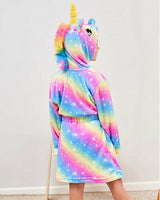 Soft Hooded Unicorn Bathrobe Rainbow Star Galaxy Girls 6-7