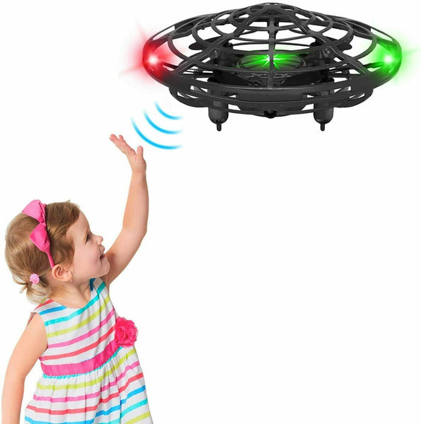 Flying UFO Mini Toy Drone for Kids,Hand Operated, LED Lights, Object Sensors