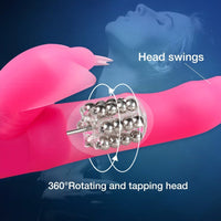 Sexual Butterfly Wireless Rechargeable Handheld Personal Wand Massager with Rotating Beaded Shaft - Pink