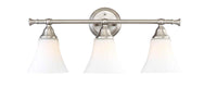 Mega Lighting 3 Light Vanity Brushed Nickel/Satin White Glass
