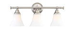Mega Lighting 3 Light Vanity Brushed Nickel/Satin White Glass