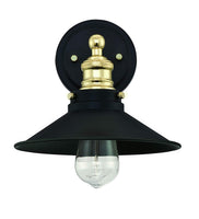 Mega Lighting Light Sconce Matte Black with Brass Accents