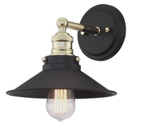 Mega Lighting Light Sconce Matte Black with Brass Accents