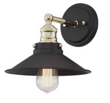 Mega Lighting Light Sconce Matte Black with Brass Accents