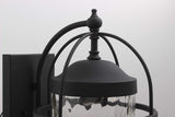 Mega Lighting Wall Lantern Textured Black/Clear Water Grain Glass