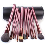 Urban Escape Studio Quality 13 Piece Natural Cosmetic Brush Set with cup Holder Leather Case