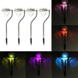 Outdoor Stainless Steel LED Diamond Solar Garden Path Lights (7 Colors) - 4 pack