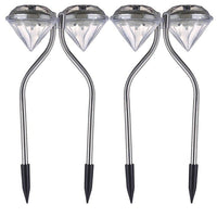 Outdoor Stainless Steel LED Diamond Solar Garden Path Lights (7 Colors) - 4 pack