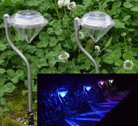 Outdoor Stainless Steel LED Diamond Solar Garden Path Lights (7 Colors) - 4 pack