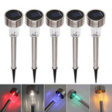 Outdoor Stainless Steel LED Solar Garden Path Lights (7 Colors) - 5 pack