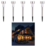 Outdoor Stainless Steel LED Solar Garden Path Lights (7 Colors) - 5 pack
