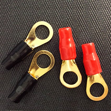 MWGEARS CN-023 4AWG Copper Crimp Ring Terminals, 4-Pack